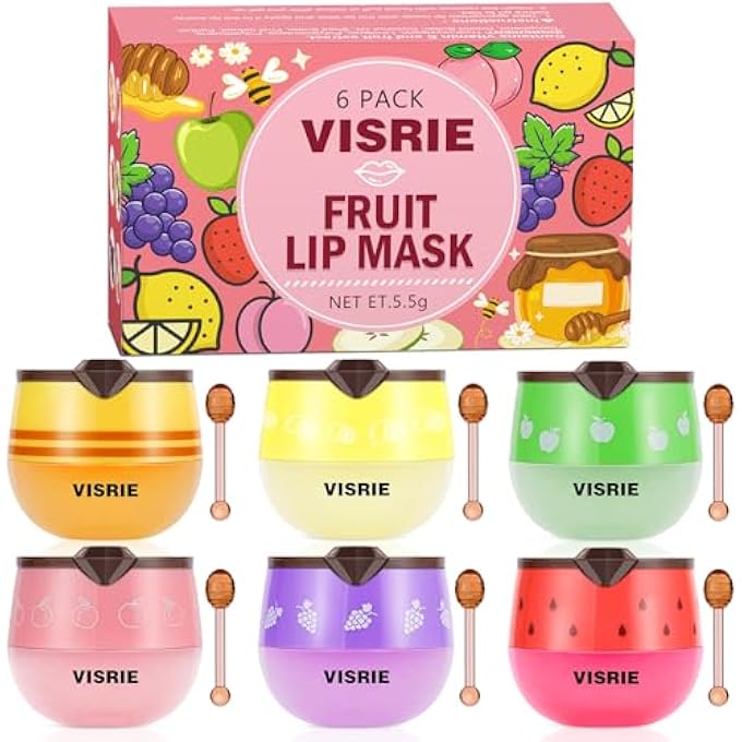 VISRIE 6 PCS BEE LIP BALM LIP MASK HONEY POT, MOISTURIZING LIP SLEEPING MASK FOR DRY CHAPPED LIPS WITH PROPOLIS, HONEY BALM LIP BALM WITH STICK - Image 1